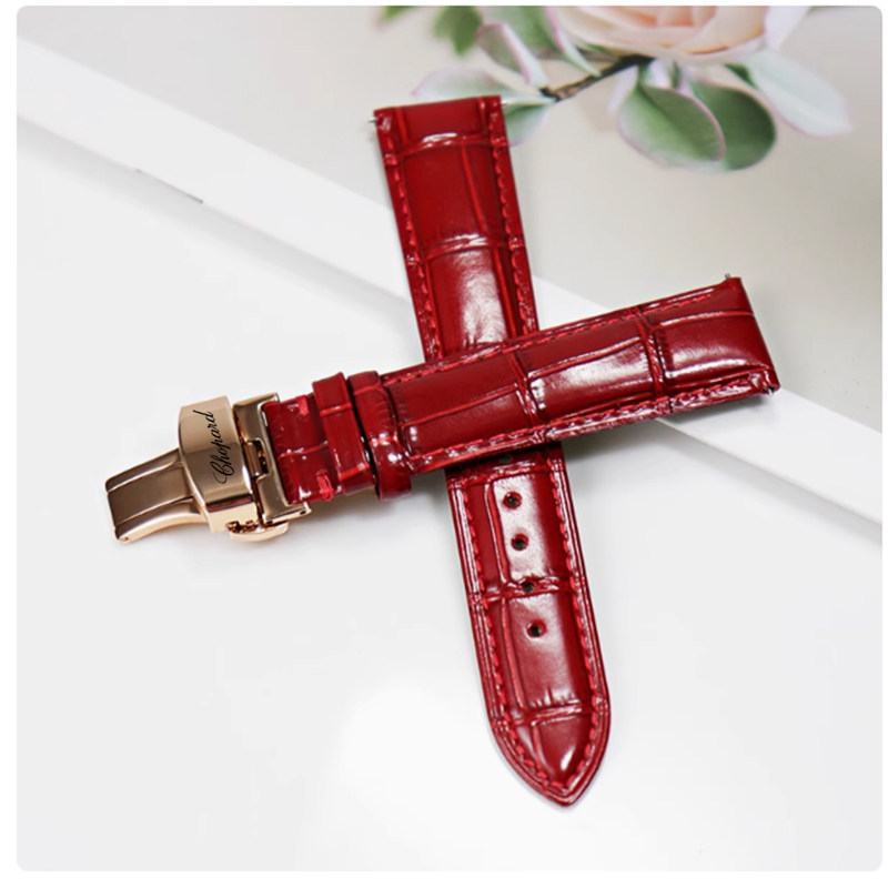 Chopard Watch Strap Chopard Happy Diamonds Bracelet Five Diamonds Seven Diamonds Leather Strap Original Genuine Leather Women's Butterfly Clasp 15mm