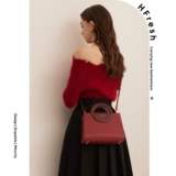 HFresh Красная кожаная сумка через плечо для невесты, из натуральной кожи, французский стиль, изысканный стиль