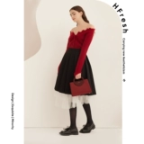 HFresh Красная кожаная сумка через плечо для невесты, из натуральной кожи, французский стиль, изысканный стиль