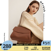 HFresh Single Shoulder Skew Satchel Handbag Handbag handbag New 2021 Autumn Winter Genuine Leather Large-capacity Bag
