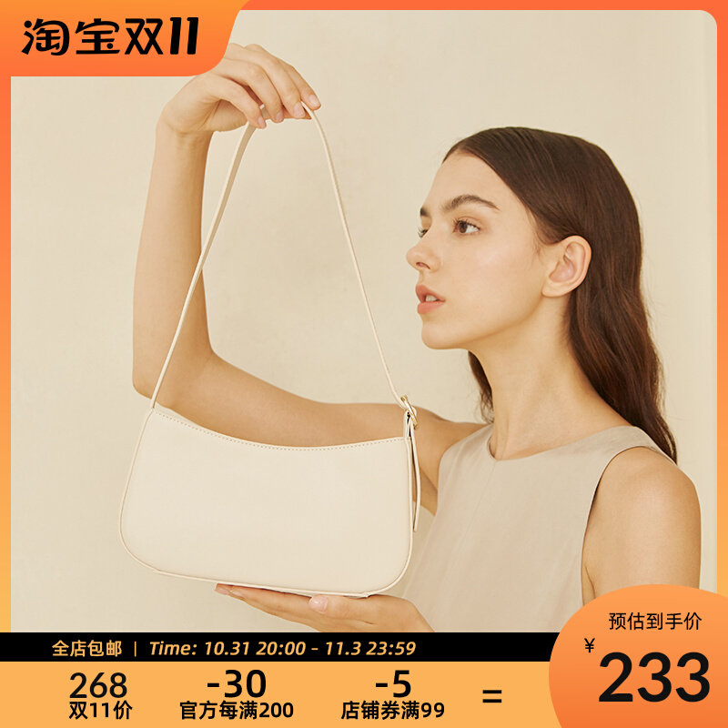 HFresh bag 2021 new trendy retro armpit bag baguette bag genuine leather shoulder bag female fashion handbag