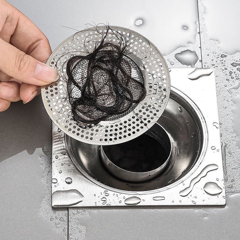 Makeup Room Anti-Clogging Floor Drain Filter Screen Toilet Bathroom Hair Stainless Steel Mesh Red Cover Kitchen Sink Filter