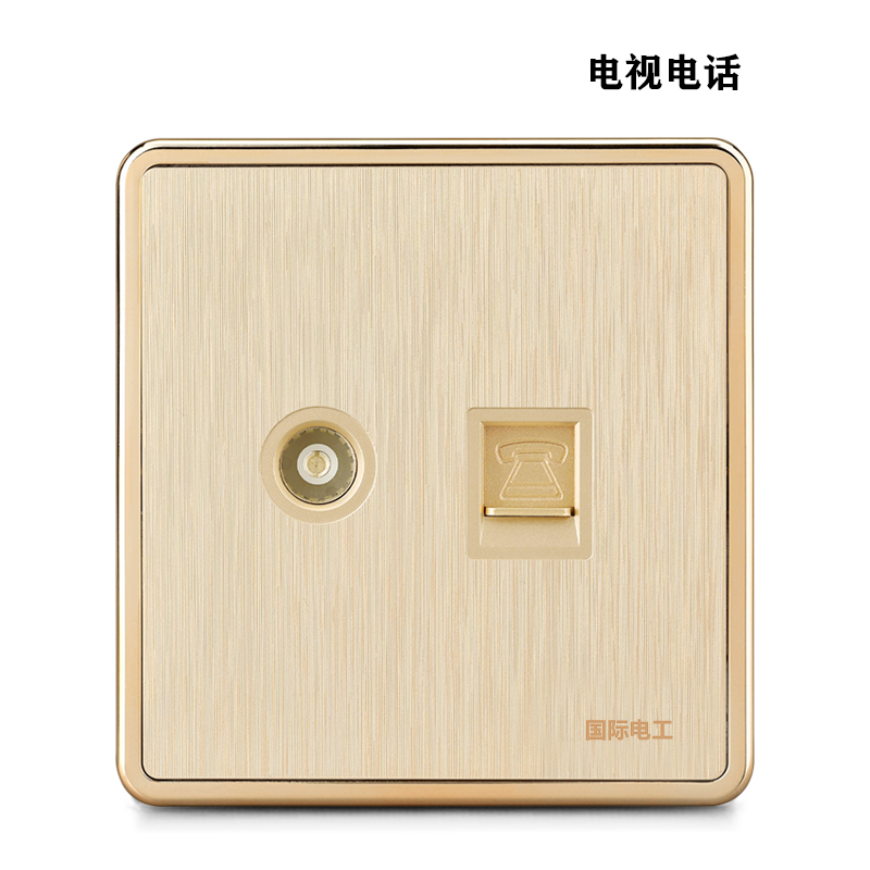 TV Phone Switch Socket Panel Type 86 Wall Cable TV Jack Telephone Jack Socket Champagne Gold