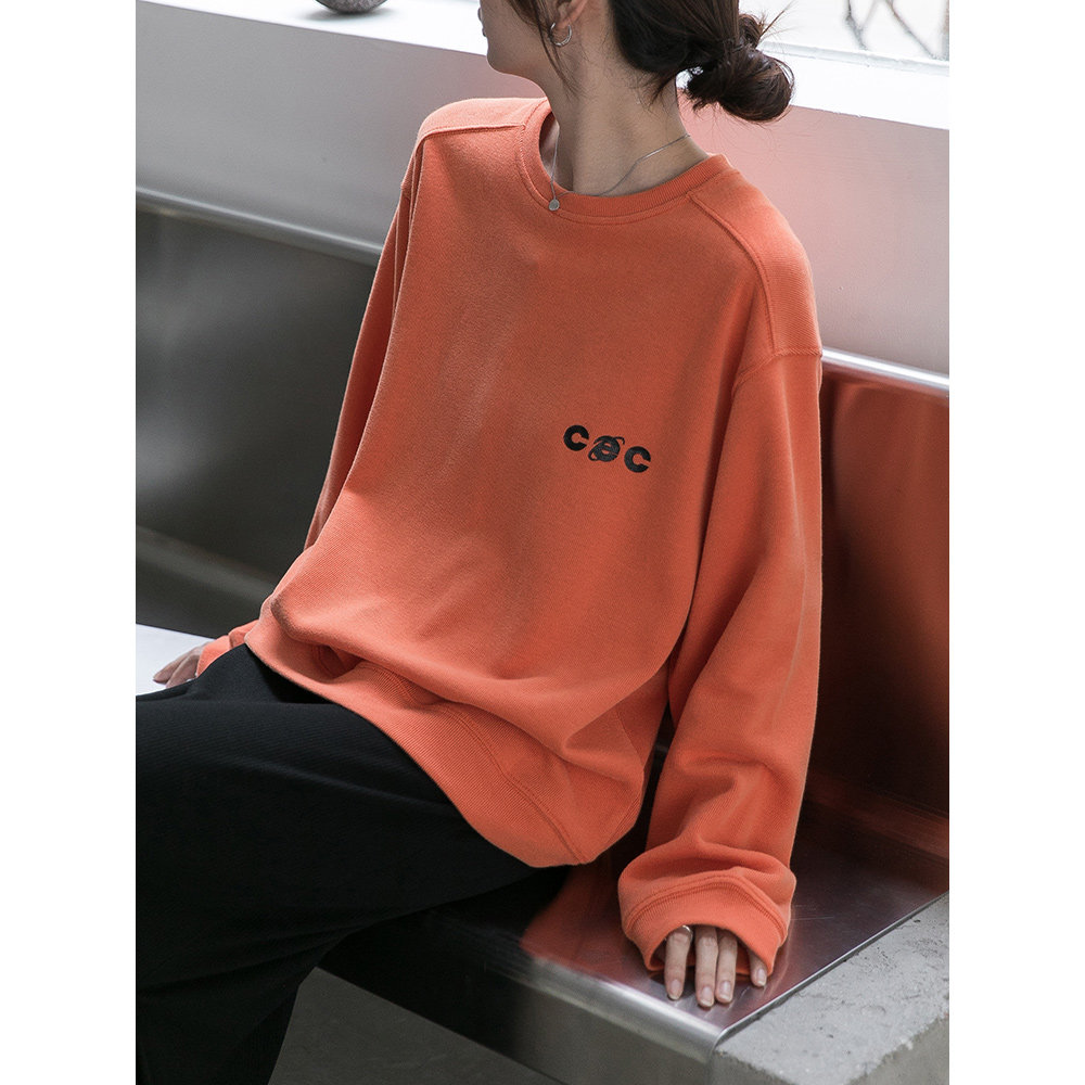 Princess's home Korean version of loose lazy pullover round neck Orange Orange orange hooded sweater female ins tide 2021 New Tide