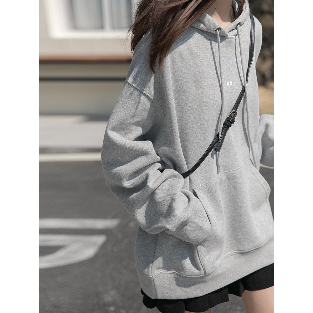 Princess gray sweater thickened women 2020 winter new letter hooded middle-length blouse lazy wind
