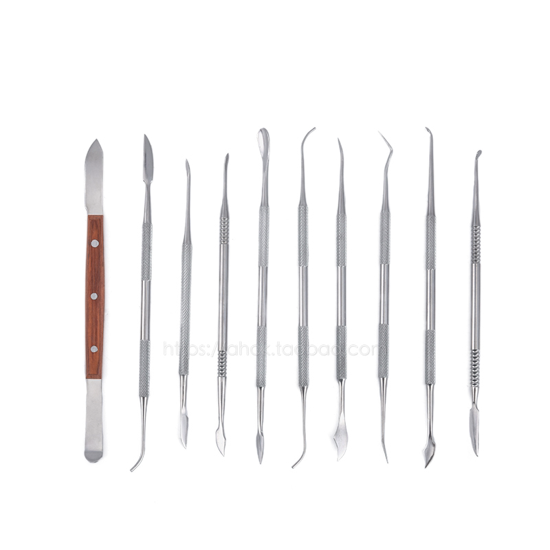 技工蜡刀工具包 蜡型雕刻刀蜡勺关刀滴蜡器烤瓷器 牙科蜡刀十件套