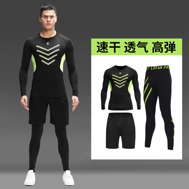 Luyifan fitness suit men's quick-drying tights Running suit Gym sportswear training clothes men