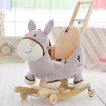 Blue fish donkey children multi-function music rocking horse baby toy small wooden horse baby rocking car gift