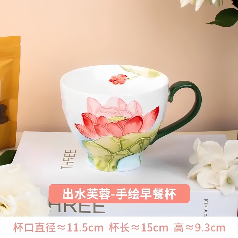 New Guanxiang High-Footed Ceramic Mug as a Souvenir, High-Looking Coffee Cup, Large-Capacity Tea Cup, Breakfast Cup New Guanxiang High-Footed Ceramic Mug as a Souvenir, High-Looking Coffee Cup, Large-Capacity Tea Cup, Breakfast Cup