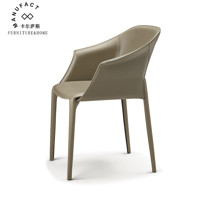 Nordic simple custom leather chair light luxury household saddle leather dining chair designer creative high-end negotiation desk chair