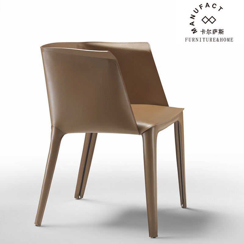 Nordic modern saddle leather dining chair luxury high-end chair designer hotel club negotiation chair leather desk chair