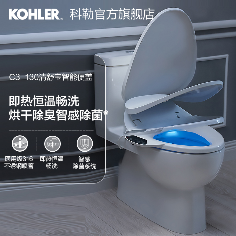 Kohler Instant Portable Toilet Lid Rinser with Drying Household Antibacterial Cover Smart Sense Sterilization 4107