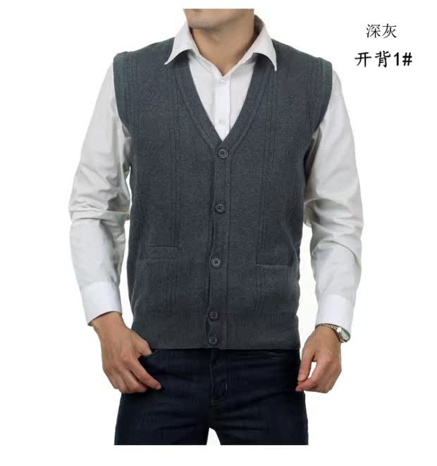 Đặc biệt hàng ngày mùa xuân và mùa thu trung niên nam len vest vest cashmere đan áo len đan áo len cha áo khoác len hàn quốc