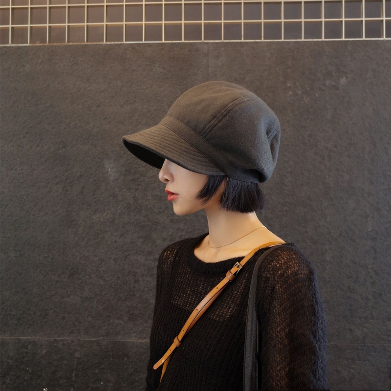 Japanese sun visor Men's and women's autumn and winter Han version Tide Baseball Cap Sun-ins Wind 100 Hitch Sunscreen Lovers Duck Tongue Cap