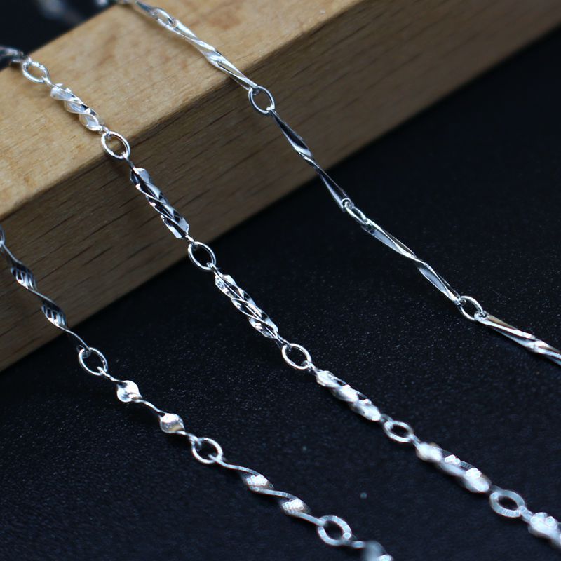 s990 pure silver lettering necklace lock bone chain woman pure silver simple to fresh sweet and silver chain sub-lock bone matching chain