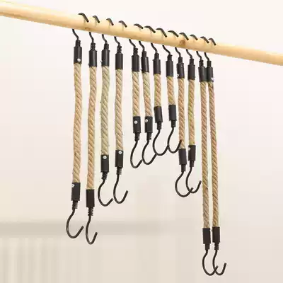 Clothing store display rack hanger wall hanging wall creative retro s hook S hook black hook hemp rope ring