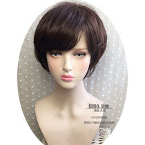 Temperament elegant OL capable fashion natural fluffy face shaving thin face micro curly short hair short curly hair female wig set