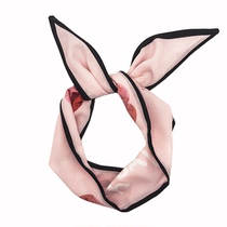 Kan Qingzi same girl retro wide rabbit ear wire hair band hairband hairband multi-use silk scarf women long scarf Joker scarf