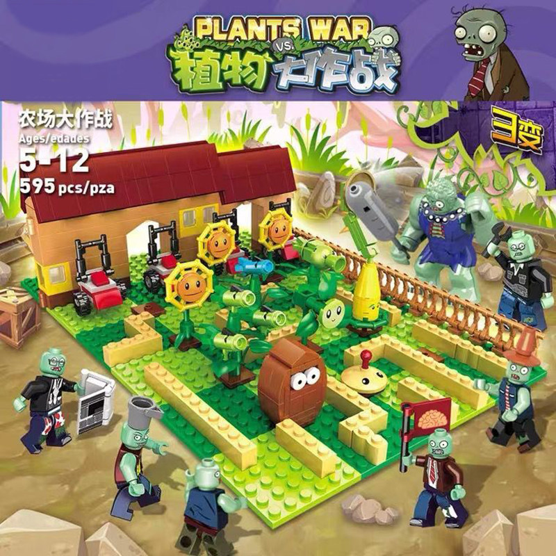 Plant Wars Zombie Children Enlightenment Toy Building Blocks Male Children Intellect Puzzle Assembly Model Six Presents