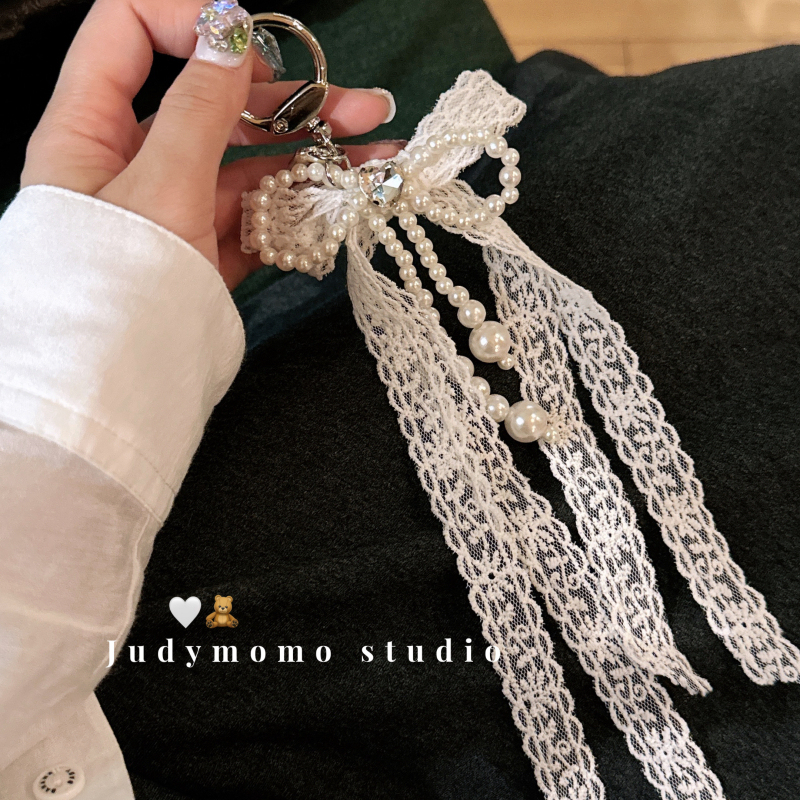 Korean ins Style Ballet Girl Lace Bow Pendant New Bag Chain Keychain Accessory New Trendy
