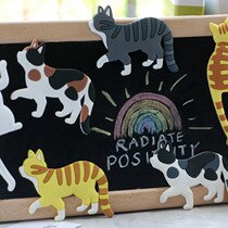 Cute magnetic adhesive-free kitty cartoon on the fridge to decorate the black cat animal fridge sticker
