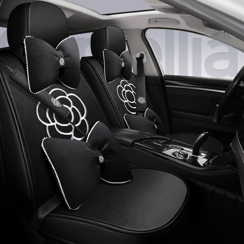 Camellia Car Seat Cushion, Universal for All Seasons, Full Surround Seat Cover, Ice Silk Goddess Style, Cute Summer Seat Cover Camellia Car Seat Cushion, Universal for All Seasons, Full Surround Seat Cover, Ice Silk Goddess Style, Cute Summer Seat Cover