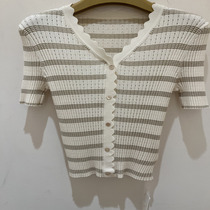 JESSIE counter 2023 summer womens striped short-sleeved sweater JMSCM297-1299