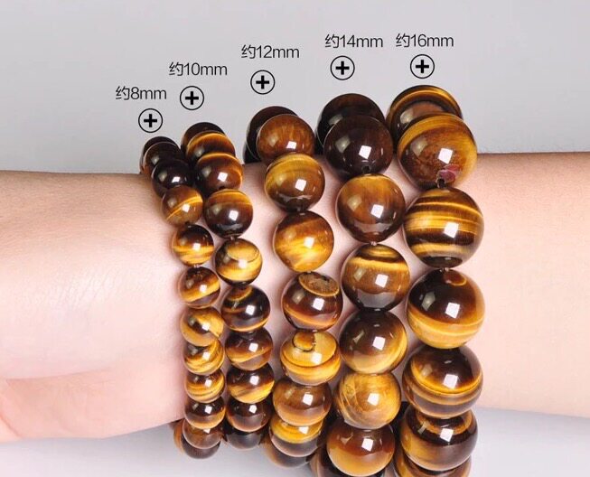 天然イエロータイガーアイクリスタル数珠ブレスレット