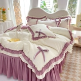 Корейское покрывало для принцессы, хлопковый комплект, пододеяльник с бантиком, простыня, 4 предмета