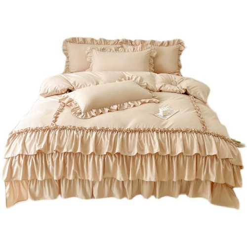 Комплект для принцессы, хлопковое одеяло, пододеяльник, покрывало, корейская простыня, популярно в интернете, 4 предмета