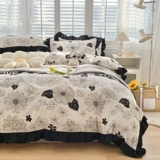 Простыня, комплект, пододеяльник, популярно в интернете, 4 предмета, китайский стиль, простой и элегантный дизайн, в корейском стиле, 3 предмета