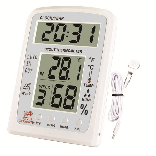 Okura KT203 luxury extra large screen indoor and outdoor temperature and humidity meter temperature switch display lunar calendar gift