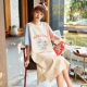 Bộ đồ ngủ bằng cotton tinh khiết của phụ nữ mùa hè mỏng ngắn tay sinh viên phục vụ ở nhà mùa xuân và mùa thu bộ đồ ngủ bằng cotton ngọt ngào và dễ thương cho phụ nữ mang thai mùa hè - Đêm đầm