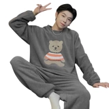 Демисезонная коралловая бархатная утепленная пижама, осенний демисезонный фланелевый комплект, популярно в интернете