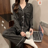 Шелковая осенняя пижама, летний тонкий лонгслив, демисезонный комплект