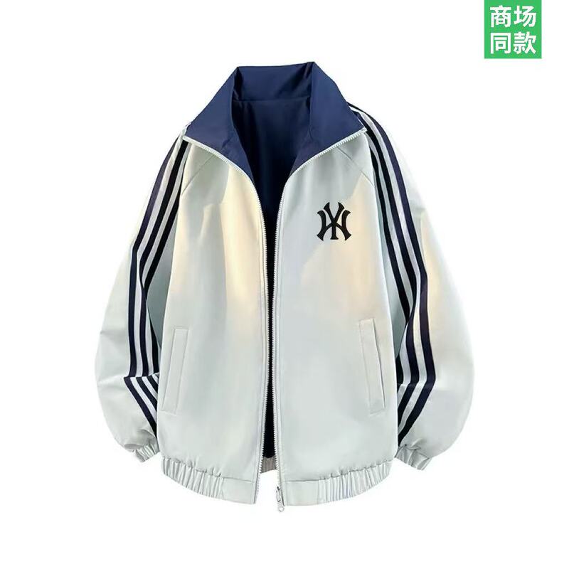 Outlet American-Style Sports Striped Jacket for Men and Women 2026 New Reversible Three-Stripe Couple's Stand-Collar Jacket