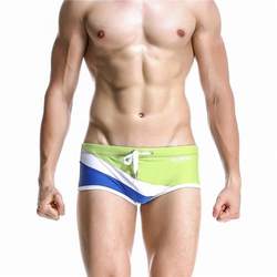 ໂສ້ງລອຍນ້ຳຜູ້ຊາຍ SEOBEAN elastic nylon lace fashion color matching sexy low waist boxer swim trunks 1620903