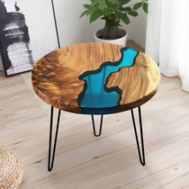 Resin river table Nordic solid wood dining table Simple household small apartment desk Modern light luxury wind Walnut table