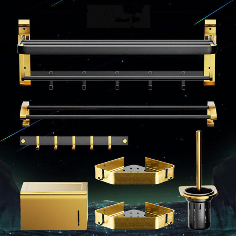 Punch-free bathroom towel rack bathroom rack drying rod rack toilet space aluminum shelf toilet wall hanging