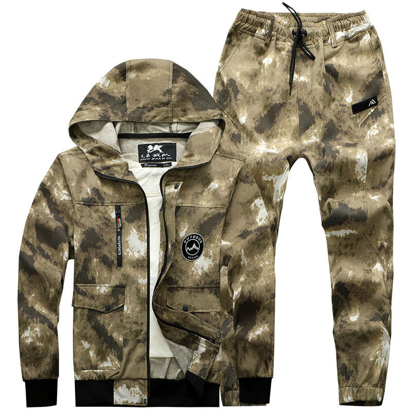 Camouflage clothing men's suits spring and autumn thickening, dirt-resistant and wear-resistant student casual work clothes construction site labor protection uniform work clothes women