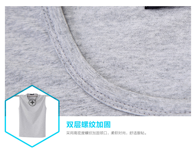 Mùa hè mới không tay vest nam cotton phần mỏng thể thao đáy vai rộng t-shirt kích thước lớn màu rắn vòng cổ mồ hôi vest