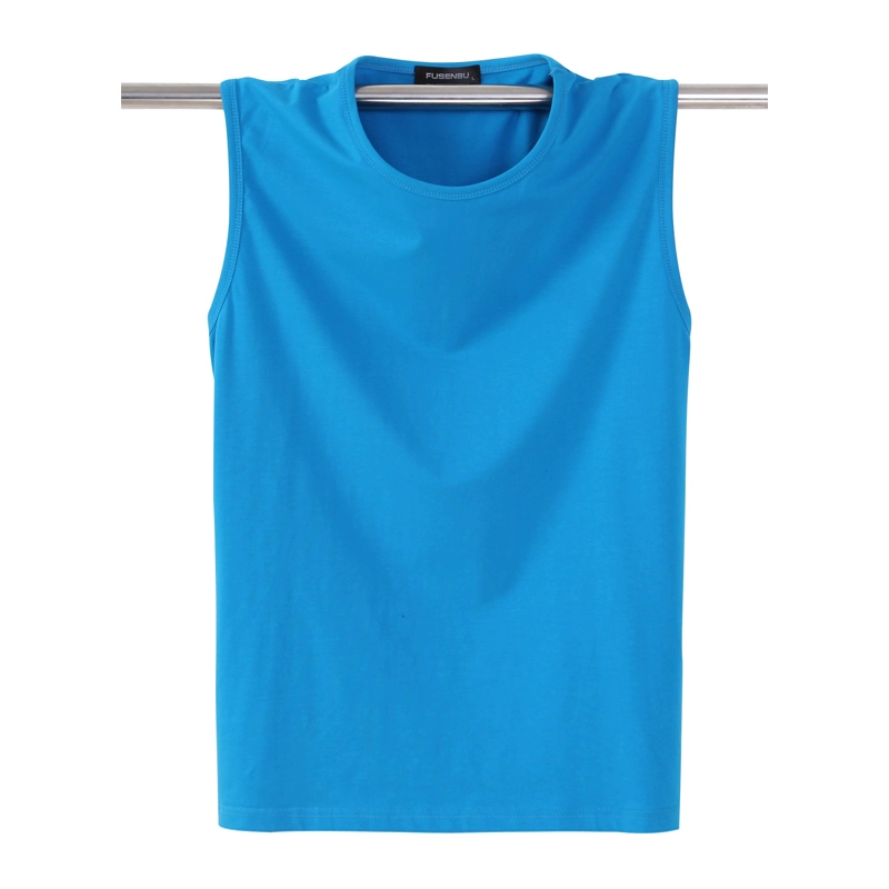 Mùa hè mới không tay vest nam cotton phần mỏng thể thao đáy vai rộng t-shirt kích thước lớn màu rắn vòng cổ mồ hôi vest áo ba lỗ nam