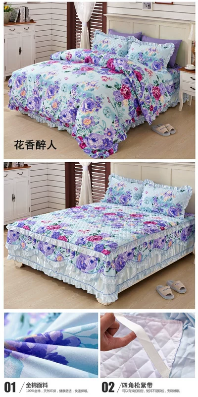 Khăn trải giường giường bông váy trong một mảnh 1.5m1.8 m giường dày váy cotton giường bông bìa trượt có thể được tùy chỉnh bedspread - Váy Petti