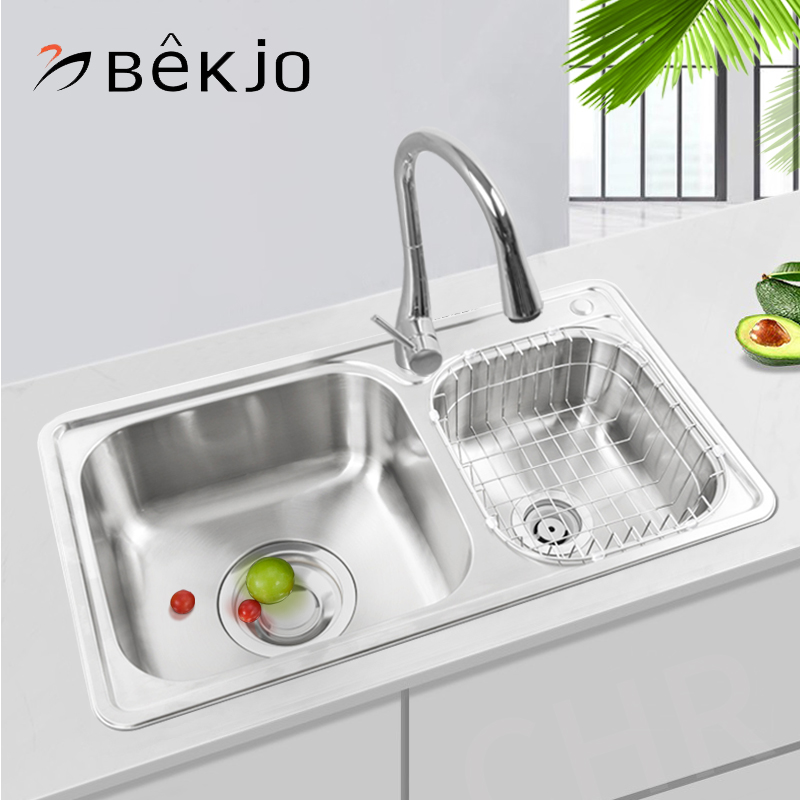 South Korea's white bird sink stainless steel washbasin kitchen countertop double sink washbasin SD8045 sink basin