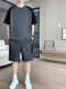 Summer new ice silk suit men's short-sleeved T-shirt with casual sports shorts and a complete set of fashionable clothes