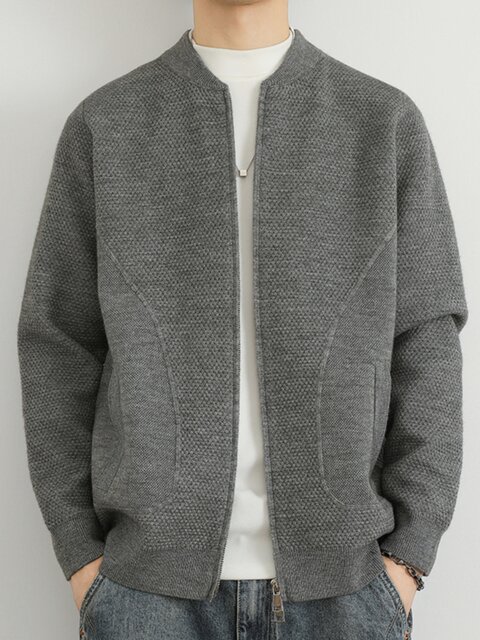 High-end men's knitted cardigan jacket high-end 2025 new popular spring and autumn thickened baseball uniform jacket