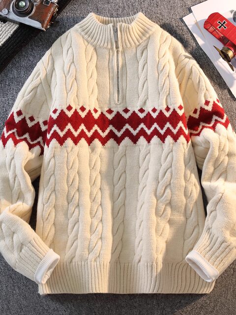 Men's Stand Collar Sweater Autumn/Winter 2025 New Thickened Warm Half-Zip High-Neck Youth High-End Knitwear