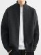 American-Style Trendy Brand Stand-Up Collar Cardigan Jacket for Men, Spring and Autumn, High-End, Heavyweight, Loose, Stylish, Fleece-Lined Knit Jacket for Men