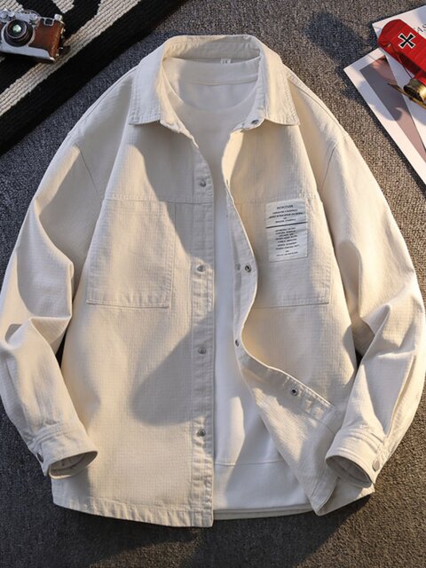 Long-sleeved shirt men's pure cotton jacket spring and autumn youth tops workwear Japanese sun protection 2025 new versatile shirt