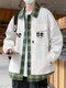 Fake two-piece jacket men's spring and autumn 2025 new plaid shirt-style jacket boys and teenagers workwear tops